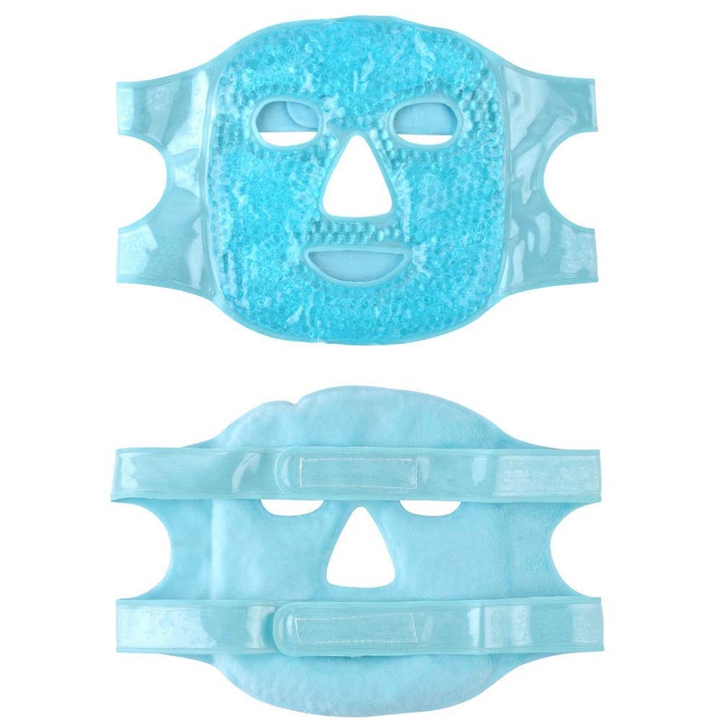 FOMI Hot and Cold Therapy Gel Bead Full Facial Mask by FOMI Care | Ice Face Mask for Migraine Headache, Stress Relief | Reduces Eye Puffiness, Dark Circles | Fabric Back (Full Face w/Eye Holes) - Image 2